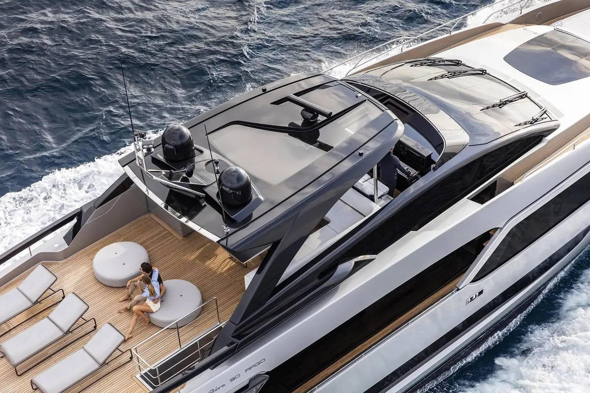 Riva 90, aft deck — Athens Yachts Rental, Athens. Riva 90 — 28.5m