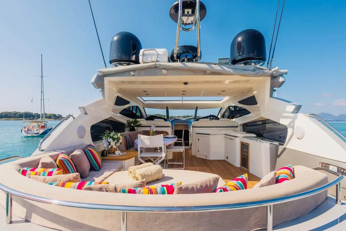 Sunseeker Predator 68, aft deck — Athens Yachts Rental, Athens. Sunseeker Predator 68 — 20m